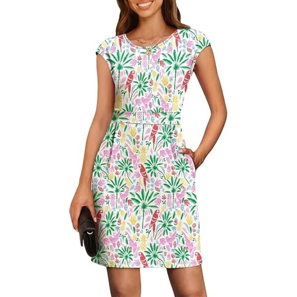 Boden Florrie Dress Womens Tropical Paradise Short Sleeve with  Pockets 14 - Picture 1 of 6
